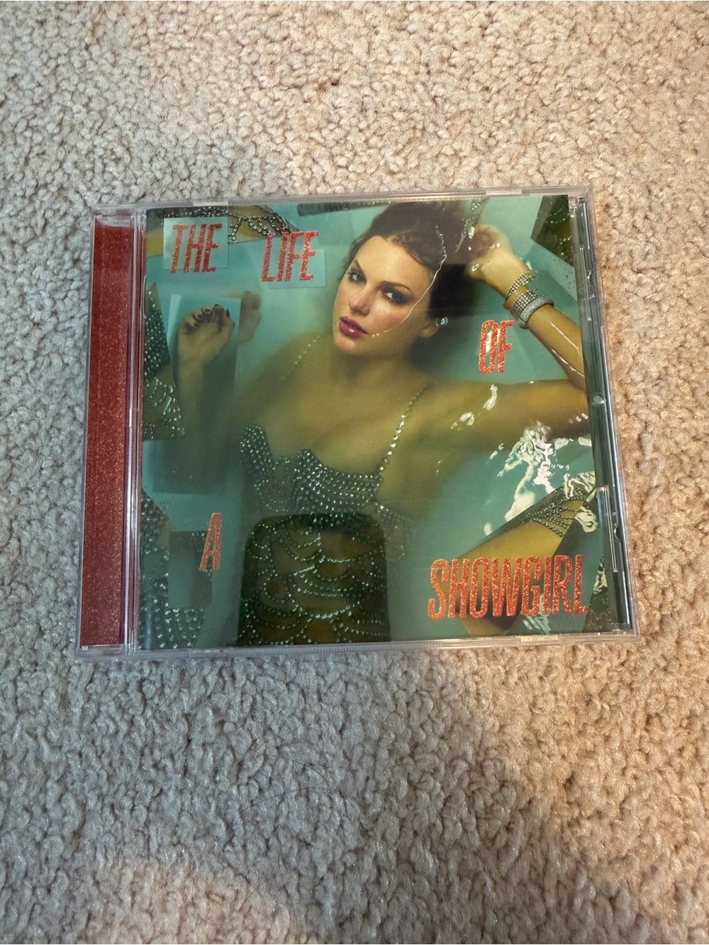 Taylor Swift Green and Red CD Cover - The Life of a Showgirl Artwork